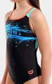 Купальник слитный детский Arena PAINT SWIMSUIT SWIM PRO BACK черно-бирюзовый 011751-580