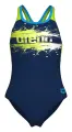Купальник злитий дитячий Arena PAINT SWIMSUIT SWIM PRO BACK темно-синьо-салатовий 011751-760
