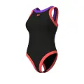 Купальник злитий жіночий Arena BOLD LINES SWIMSUIT чорно-кораловий 011576-639