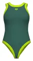 Купальник злитий жіночий Arena BOLD LINES SWIMSUIT темно-зелено-салатовий 011576-665