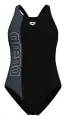 Купальник слитный женский Arena DUOGRAF SWIMSUIT V BACK черно-серый 011695-550