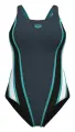 Купальник злитий жіночий Arena SLICES SWIMSUIT SWIM PRO BACK темно-сіро-бірюзовий 011723-551
