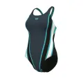 Купальник злитий жіночий Arena SLICES SWIMSUIT SWIM PRO BACK темно-сіро-бірюзовий 011723-551