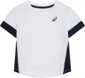 Футболка для тенісу дитяча Asics GIRLS TENNIS SS TOP біло-темно-синя 2044A045-101