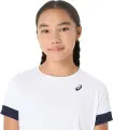 Футболка для тенісу дитяча Asics GIRLS TENNIS SS TOP біло-темно-синя 2044A045-101