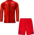 Футбольна форма з довгим рукавом дитяча Баварія (Bayern Munich) 2024-2025 домашня червоно-чорна F0007