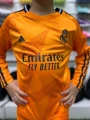 Футбольна форма з довгим рукавом дитяча Реал Мадрид (Real Madrid) 2024-2025 виїзна помаранчева чорна F0035