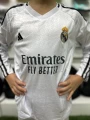 Футбольна форма з довгим рукавом дитяча Реал Мадрид (Real Madrid) 2024-2025 домашня біло-чорна F0036