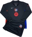 Футбольная форма с длинным рукавом Барселона (Barcelona) 2024-2025 выездная черно-красно-синяя F0076