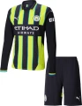Футбольна форма з довгим рукавом Манчестер Сіті (Manchester City) 2024/2025 виїзна чорно-жовто-блакитна F0122