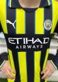 Футбольна форма з довгим рукавом Манчестер Сіті (Manchester City) 2024/2025 виїзна чорно-жовто-блакитна F0122
