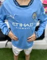 Футбольна форма з довгим рукавом дитяча Манчестер Сіті (Manchester City) 2024/2025 домашня блакитно-біла F0150