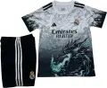Футбольная форма детская Реал Мадрид (Real Madrid) 2025-2026 тренировочная черно-бело-бирюзовая F0217