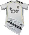 Футбольная форма детская Реал Мадрид (Real Madrid) 2025-2026 домашняя бело-черно-желтая F0256