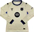 Футболка з довгим рукавом Барселона (Barcelona) 2025-2026 виїзна бежево-чорна F0288