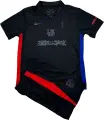 Футбольная форма детская Барселона (Barcelona) Travis Scott 2024-2025 выездная черно-красно-синяя F0327