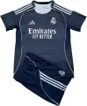 Футбольная форма детская Реал Мадрид (Real Madrid) 2025-2026 выездная темно-серо-темно-сине-салатовая F0335