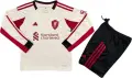 Футбольная форма с длинным рукавом детская Ливерпуль (Liverpool) 2025-2026 выездная бело-красно-черная F0401