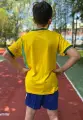 Футбольна форма дитяча збірної Бразилії 2026 Чемпіонат світу домашня жовто-синьо-темно-зелена F0536