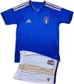 Футбольна форма дитяча збірної Італії 2026-2027 домашня синьо-біло-золота F0532
