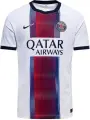 Футболка ПСЖ (PSG) 2026-2027 выездная бело-красно-темно-синяя F0671