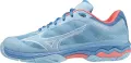 Кроссовки теннисные женские Mizuno WAVE EXCEED LIGHT CC голубо-коралловые 61GC2221-21