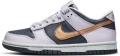 Кроссовки подростковые Nike DUNK LOW SE (GS) темно-сине-фиолетово-золотые DX1663-400