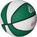 Баскетбольний м'яч Nike PLAYGROUND 8P 2.0 G ANTETOKOUNMPO DEFLATED біло-зелено-рожевий Розмір 7 N.100.4139.331.07