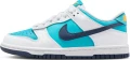 Кроссовки подростковые Nike DUNK LOW (GS) бело-голубо-кораллово-темно-синие HF4794-345