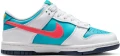 Кроссовки подростковые Nike DUNK LOW (GS) бело-голубо-кораллово-темно-синие HF4794-345