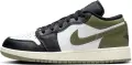 Кроссовки подростковые Nike AIR JORDAN 1 LOW (GS) бело-черно-оливковые 553560-092