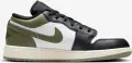 Кроссовки подростковые Nike AIR JORDAN 1 LOW (GS) бело-черно-оливковые 553560-092