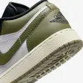 Кроссовки подростковые Nike AIR JORDAN 1 LOW (GS) бело-черно-оливковые 553560-092