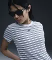 Футболка жіноча Nike SPORTSWEAR CHILL KNIT SLIM STRIPED біло-сіра HF9524-100