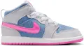 Кроссовки детские Nike AIR JORDAN 1 MID SE (PS) светло-серо-голубо-розовые HQ1998-400
