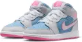 Кроссовки подростковые Nike AIR JORDAN 1 MID SE (GS) светло-серо-голубо-розовые HQ1999-400