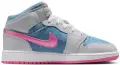 Кроссовки подростковые Nike AIR JORDAN 1 MID SE (GS) светло-серо-голубо-розовые HQ1999-400