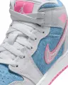 Кроссовки подростковые Nike AIR JORDAN 1 MID SE (GS) светло-серо-голубо-розовые HQ1999-400