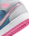 Кроссовки подростковые Nike AIR JORDAN 1 MID SE (GS) светло-серо-голубо-розовые HQ1999-400