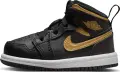 Кроссовки детские Nike JORDAN 1 MID (TD) черно-золотые DQ8425-071