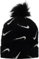 Шапка подростковая Nike PEAK POM BEANIE черно-белая FZ3062-010