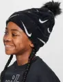 Шапка подростковая Nike PEAK POM BEANIE черно-белая FZ3062-010
