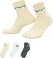Шкарпетки Nike EVERYDAY PLUS CUSHIONED TRAINING ANKLE бежеві, білі, темно-зелені (3 пари) DH3827-901