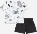 Комплект летний детский Nike SPORTSWEAR ALLOVER PRINT бело-серо-черный 86N043-G9Q