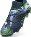 Бутси жіночі Puma FUTURE 7 ULTIMATE FG/AG темно-зелено-салатово-сині 107917-03
