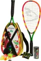 Набір для швидкісного бадмінтону Speedminton SET S600 (2 ракетки, 3 волана, 2 палички, що світяться, вітрозахисне кільце, чохол) зелено-жовто-рожевий 400065