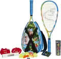 Набір для швидкісного бадмінтону Speedminton SET S700 (2 ракетки, 5 воланів, 4 палички, що світяться, вітрозахисне кільце, набір для корта, чохол) блакитно-жовто-білий 400085