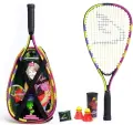 Набор для скоростного бадминтона детский Speedminton SET JUNIOR (2 ракетки, 2 волана, 2 светящиеся палочки, чехол) желто-розово-сиреневый 400043