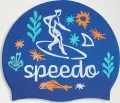 Шапочка для плавання дитяча Speedo SLOGAN PRT CAP JU/JF/JM синьо-помаранчево-бірюзово-біла 8-0838616700