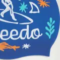Шапочка для плавання дитяча Speedo SLOGAN PRT CAP JU/JF/JM синьо-помаранчево-бірюзово-біла 8-0838616700